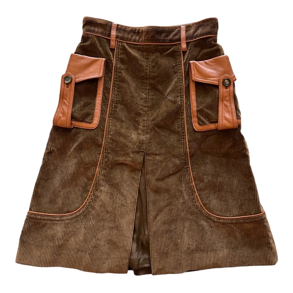 Prada Leather trim corduroy skirt Size IT40